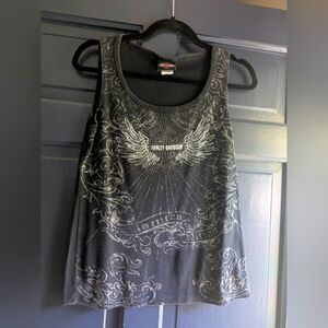 Harley-Davidson Black and Gray Official Sleeveless Tank Top Yorktown,PA